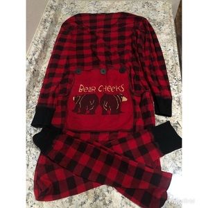 Buffalo check red and black bear Lazy One pajamas